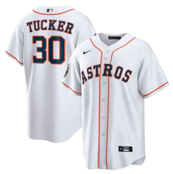 Men%27s Houston Astros #30 Kyle Tucker White 2022 World Series Home Stitched Baseball Jersey